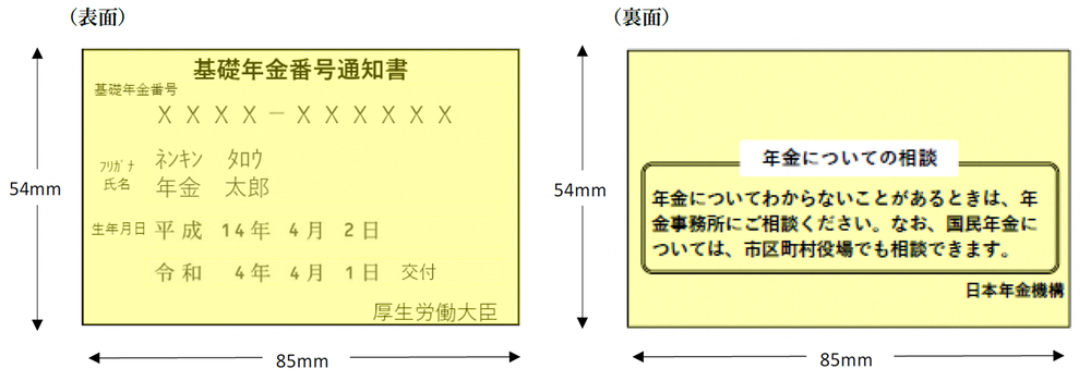 基礎年金番号通知書の様式