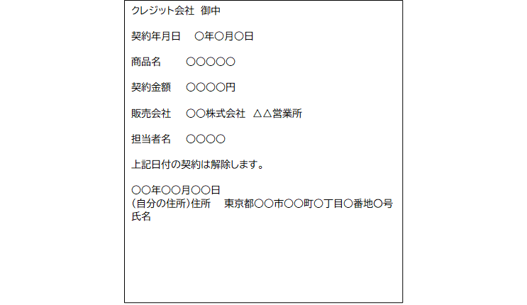 クレジット会社宛（クレジット契約をしている場合）