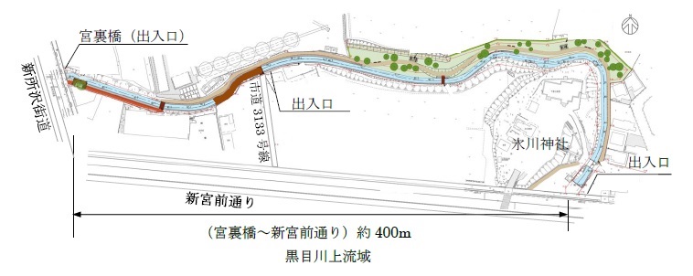 黒目側遊歩道開放地図