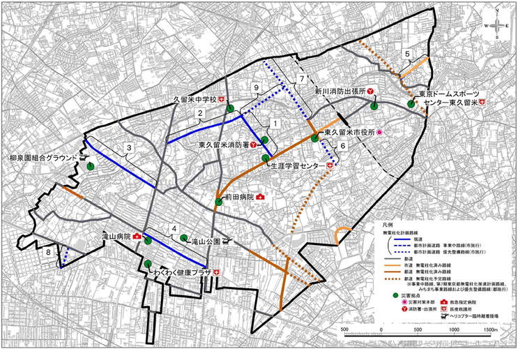 無電柱化計画の路線図